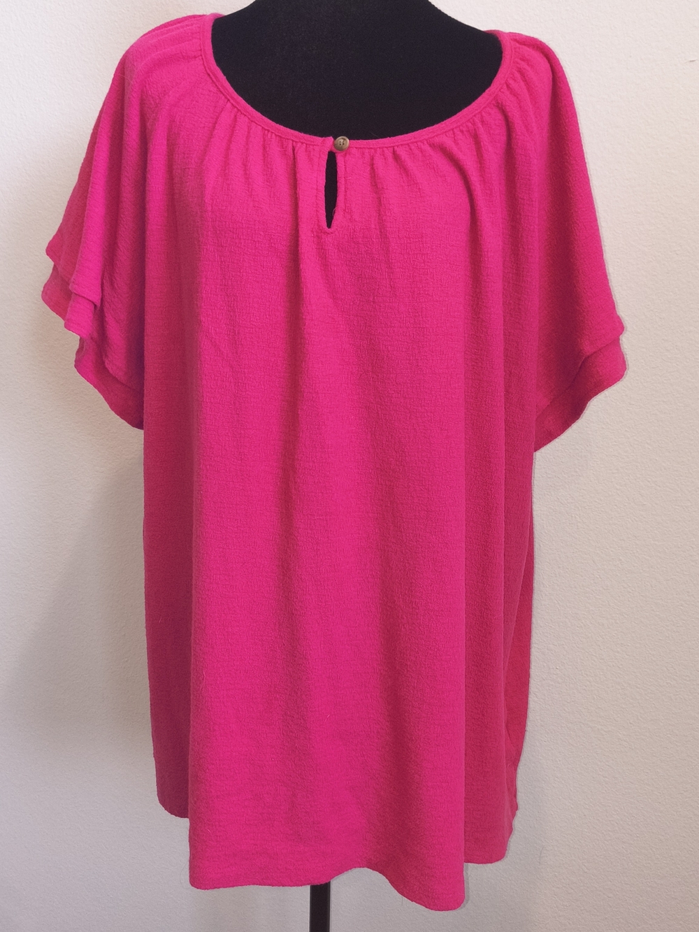 Terra & Sky Hot Pink Short Sleeve Peasant Blouse